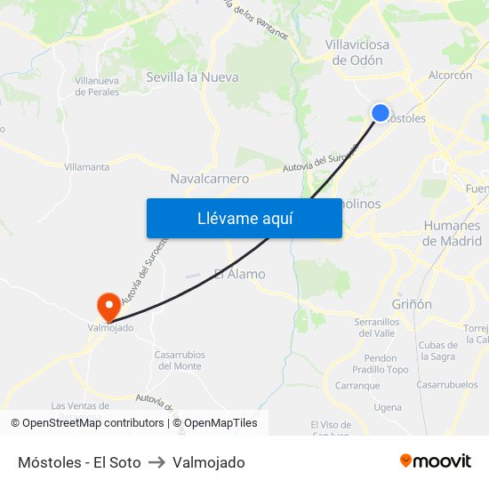 Móstoles - El Soto to Valmojado map