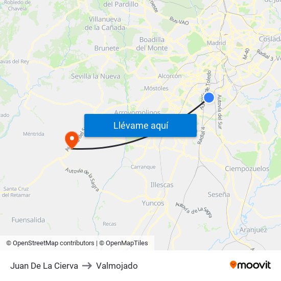 Juan De La Cierva to Valmojado map