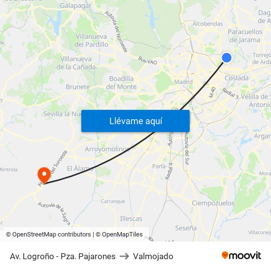 Av. Logroño - Pza. Pajarones to Valmojado map