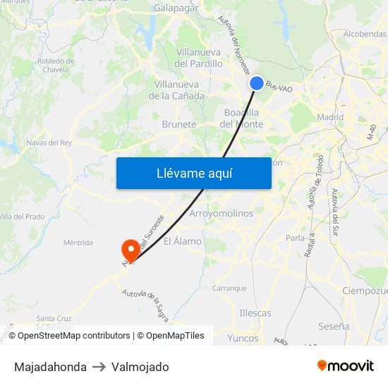 Majadahonda to Valmojado map