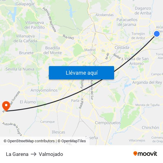 La Garena to Valmojado map