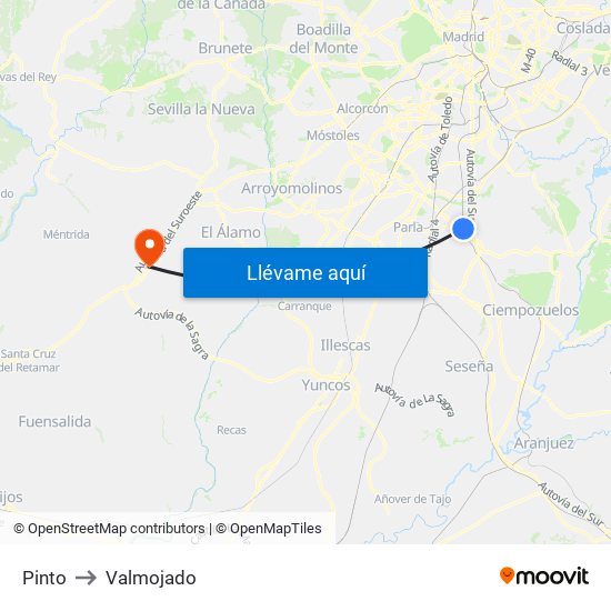 Pinto to Valmojado map