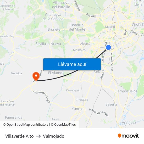 Villaverde Alto to Valmojado map