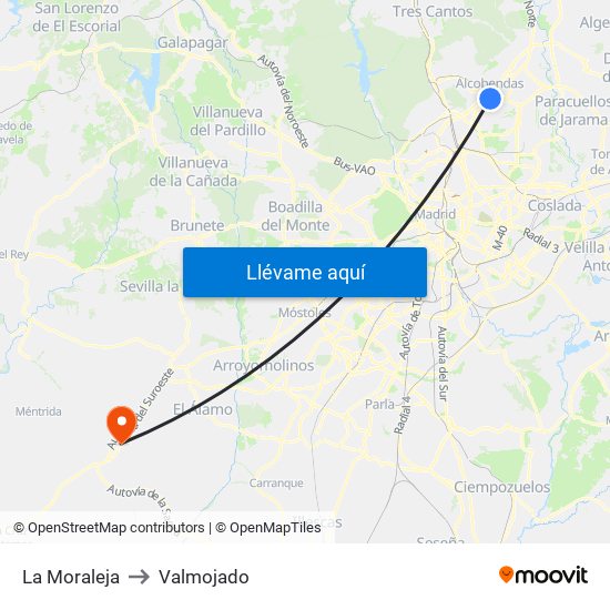 La Moraleja to Valmojado map