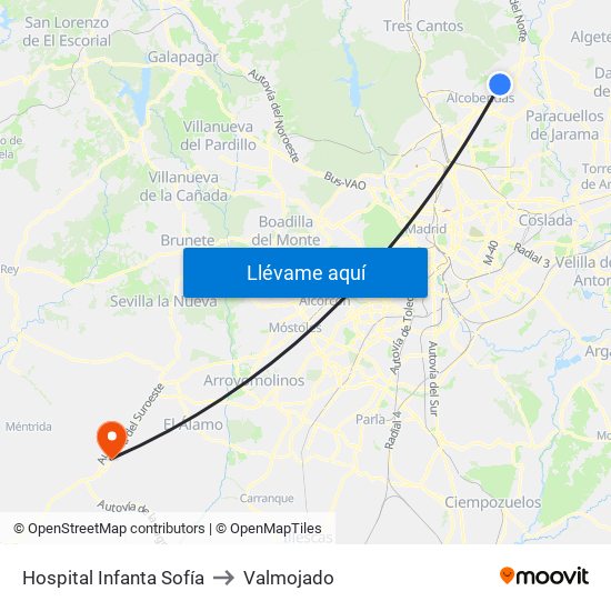 Hospital Infanta Sofía to Valmojado map