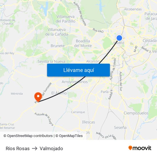 Ríos Rosas to Valmojado map