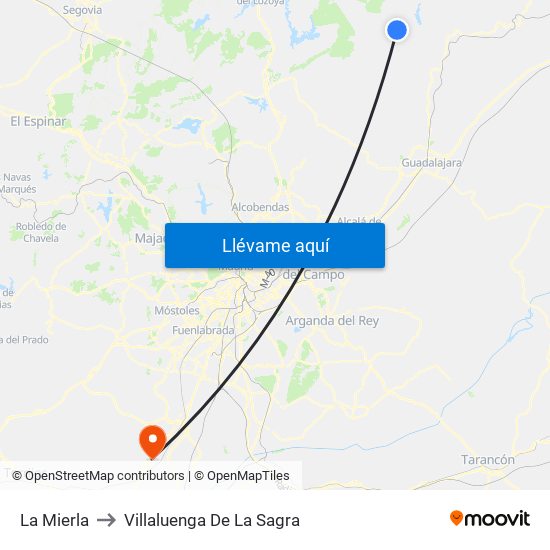 La Mierla to Villaluenga De La Sagra map