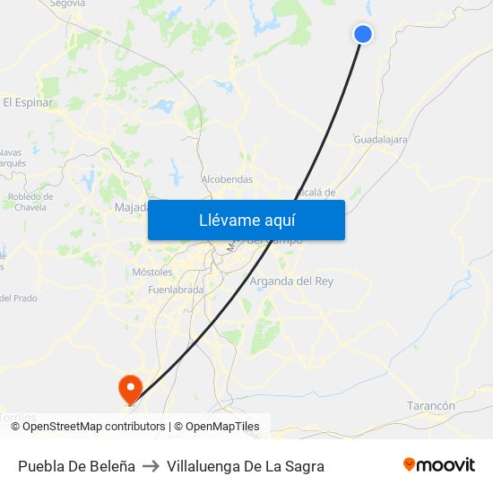 Puebla De Beleña to Villaluenga De La Sagra map