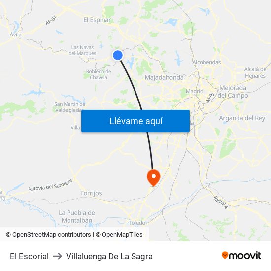 El Escorial to Villaluenga De La Sagra map