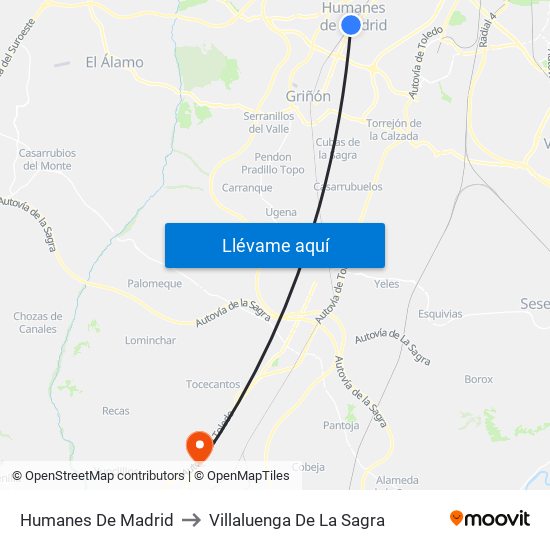 Humanes De Madrid to Villaluenga De La Sagra map