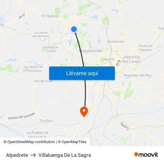 Alpedrete to Villaluenga De La Sagra map