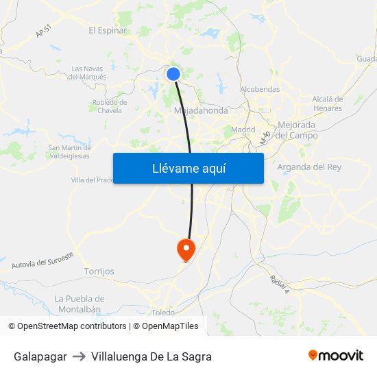 Galapagar to Villaluenga De La Sagra map