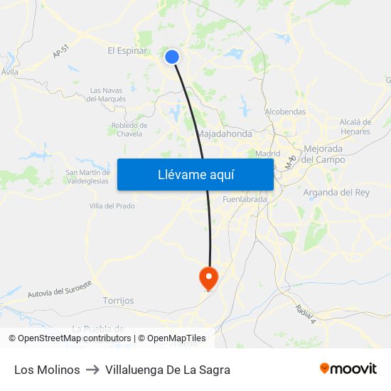 Los Molinos to Villaluenga De La Sagra map