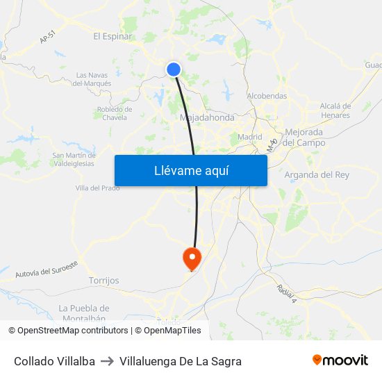 Collado Villalba to Villaluenga De La Sagra map