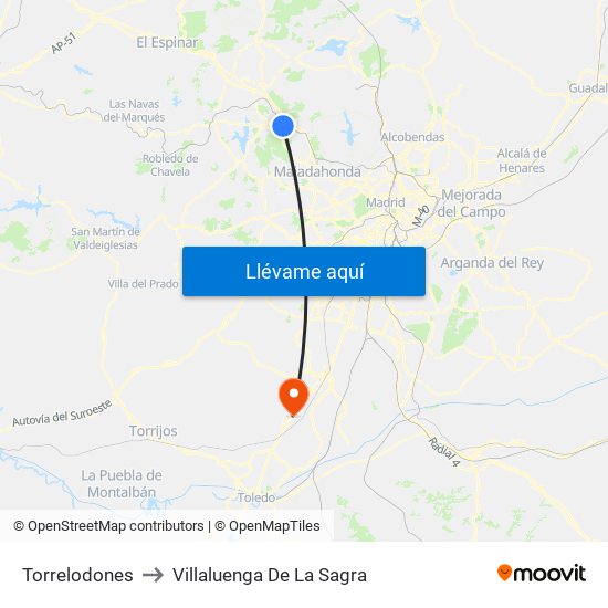 Torrelodones to Villaluenga De La Sagra map