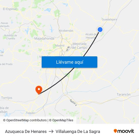 Azuqueca De Henares to Villaluenga De La Sagra map
