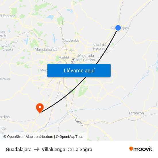 Guadalajara to Villaluenga De La Sagra map