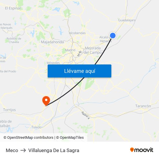 Meco to Villaluenga De La Sagra map