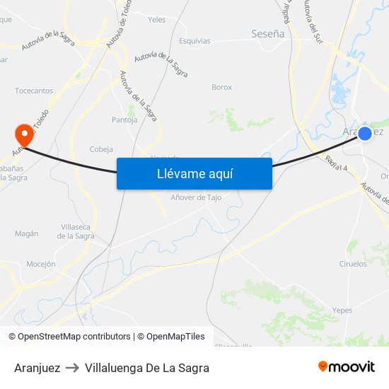 Aranjuez to Villaluenga De La Sagra map