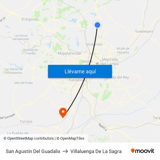 San Agustín Del Guadalix to Villaluenga De La Sagra map