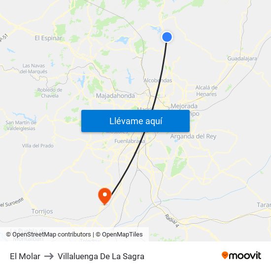 El Molar to Villaluenga De La Sagra map