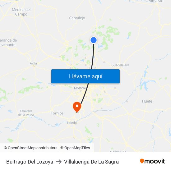Buitrago Del Lozoya to Villaluenga De La Sagra map