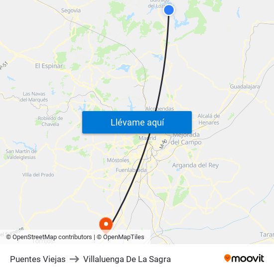 Puentes Viejas to Villaluenga De La Sagra map