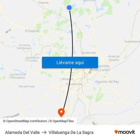 Alameda Del Valle to Villaluenga De La Sagra map