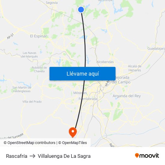 Rascafría to Villaluenga De La Sagra map