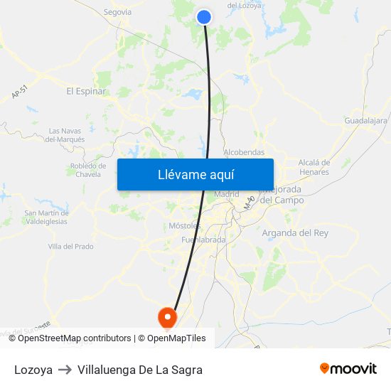 Lozoya to Villaluenga De La Sagra map