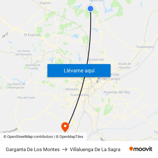 Garganta De Los Montes to Villaluenga De La Sagra map