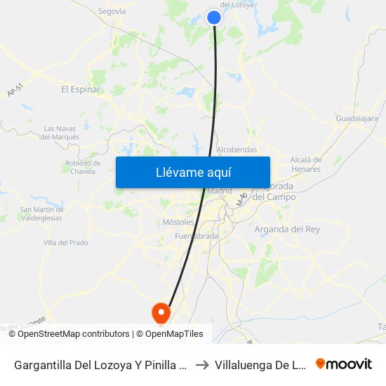 Gargantilla Del Lozoya Y Pinilla De Buitrago to Villaluenga De La Sagra map