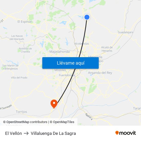 El Vellón to Villaluenga De La Sagra map