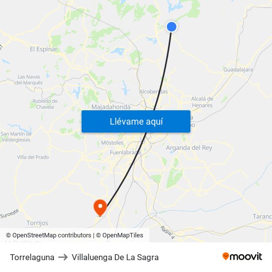 Torrelaguna to Villaluenga De La Sagra map