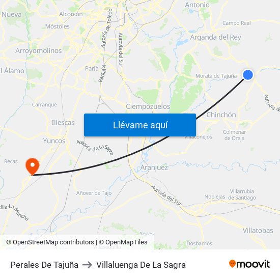 Perales De Tajuña to Villaluenga De La Sagra map