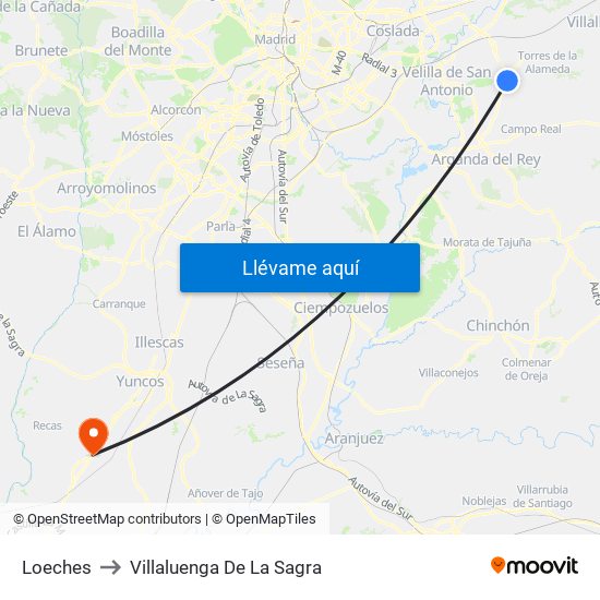 Loeches to Villaluenga De La Sagra map