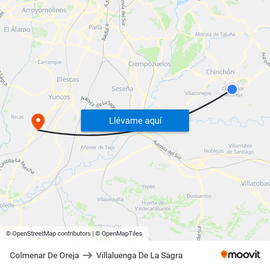 Colmenar De Oreja to Villaluenga De La Sagra map