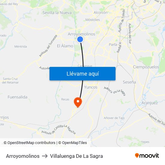 Arroyomolinos to Villaluenga De La Sagra map
