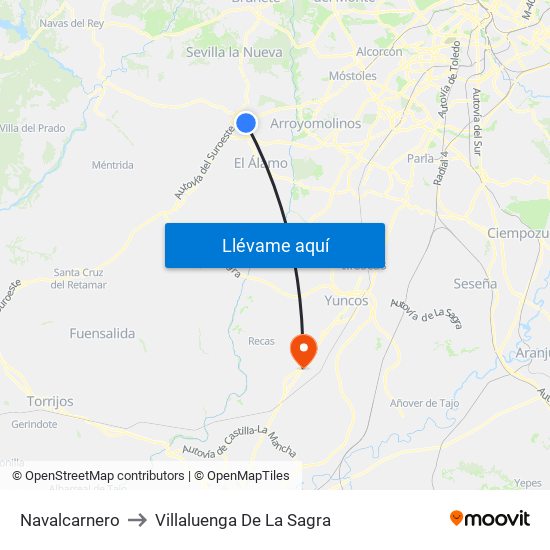 Navalcarnero to Villaluenga De La Sagra map