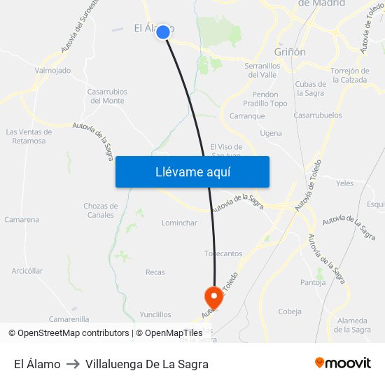 El Álamo to Villaluenga De La Sagra map