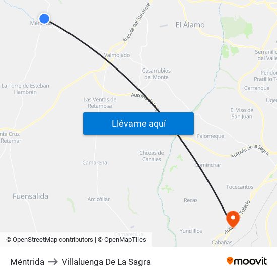 Méntrida to Villaluenga De La Sagra map