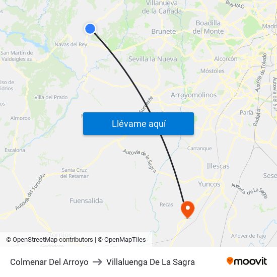 Colmenar Del Arroyo to Villaluenga De La Sagra map