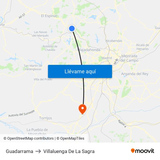 Guadarrama to Villaluenga De La Sagra map