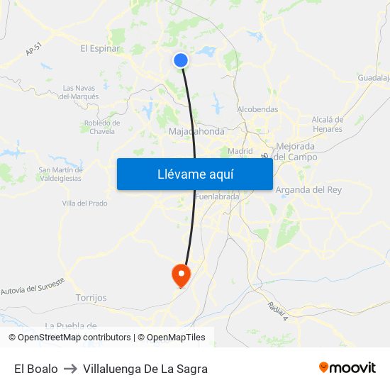 El Boalo to Villaluenga De La Sagra map