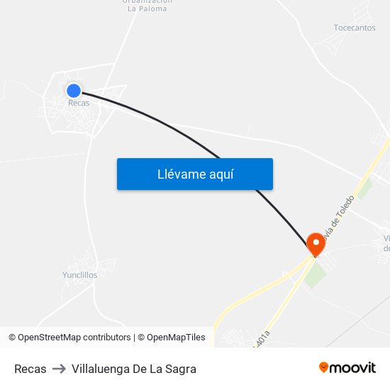 Recas to Villaluenga De La Sagra map