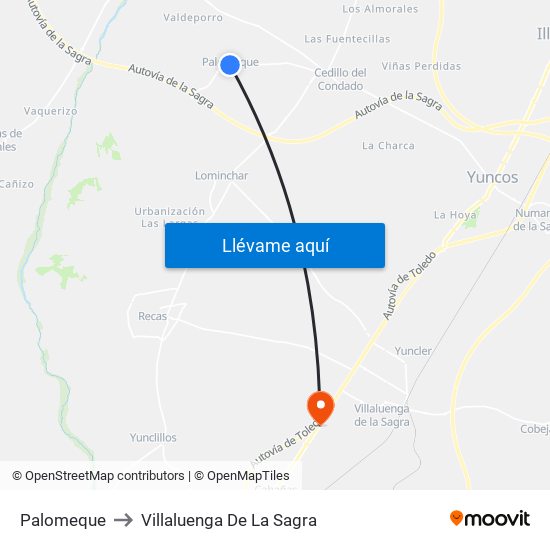 Palomeque to Villaluenga De La Sagra map