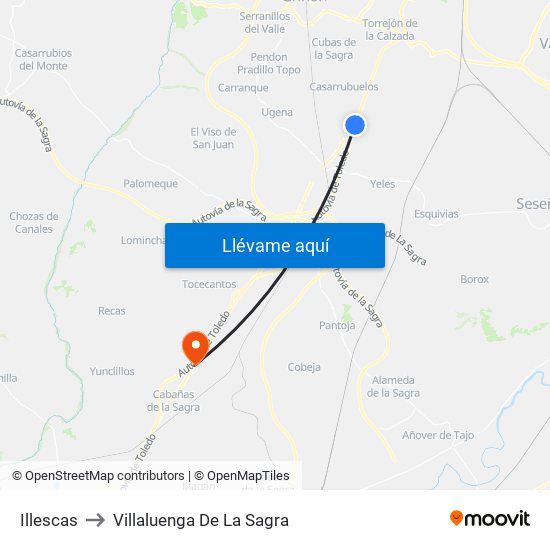 Illescas to Villaluenga De La Sagra map