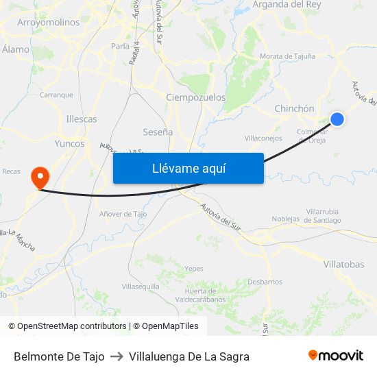 Belmonte De Tajo to Villaluenga De La Sagra map