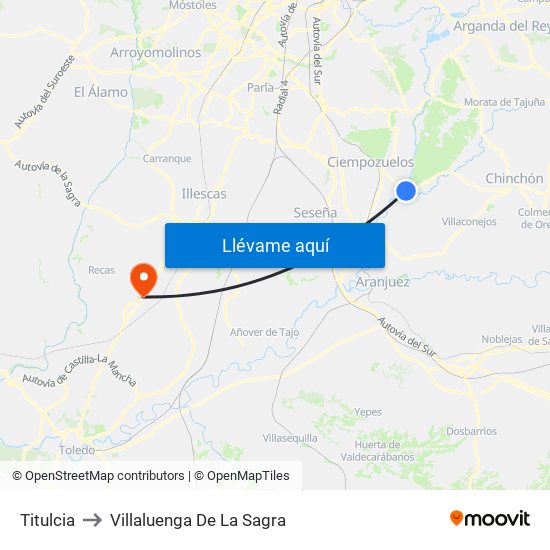 Titulcia to Villaluenga De La Sagra map