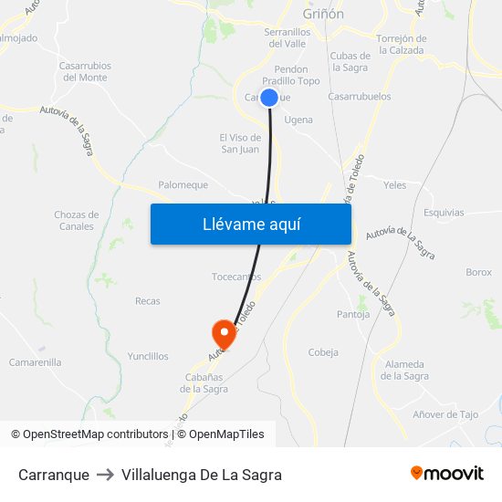 Carranque to Villaluenga De La Sagra map
